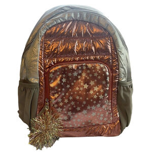 More Than Magic Stars School Backpack Silver And Pink Stars 16" Inch NWT